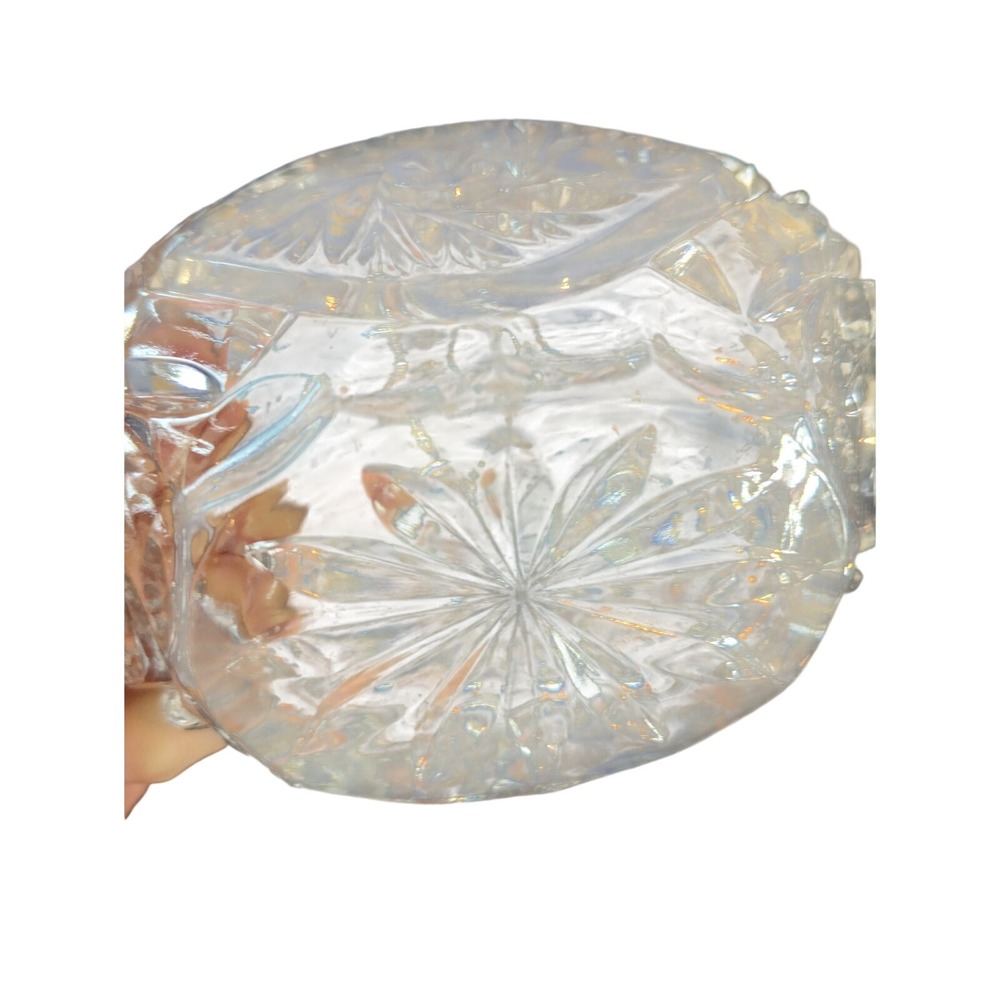 Bohemian Czech Hand CutLead Crystal Cut Glass Basket 5" Trinket Ring dish - Picture 8 of 8